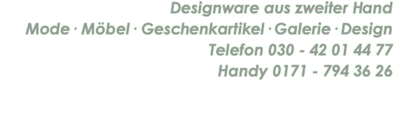 Designware aus zweiter Hand · Mode · Möbel · Geschenkartikel 